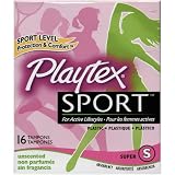 Playtex Sport Tampon Super, Unscented, 16-Count Box (3 Pack)