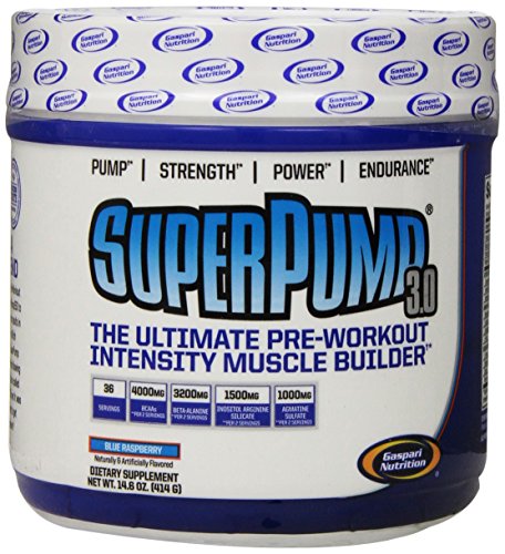 Gaspari Nutrition Super Pump Pre-Workout Supplement, Blue Raspberry, 14.6 oz,  ( 414 g )