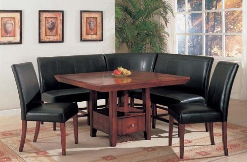 6pc Dining Table Parson Chairs Espresso Finish Set