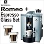Nespresso E350 Romeo Single-Serve Automatic Espresso Coffee Machine + Bodum Assam Double Wall Espresso/Shot 3 Oz. Glass Set Of 2 - Nespresso ANESE350EGK1