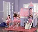 Princess Castle Twin Size Tent Bunk Bed with Slide - 374-069