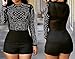 Blansdi Women Rhinestone Mesh See Through Bodycon Clubwear Party Short Jumpsuit Rompers, Black, 2/4