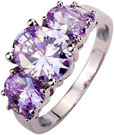 LingMei 8mm*10mm Oval Cut Tourmaline 925 Sterling Silver filled Ring Size 7