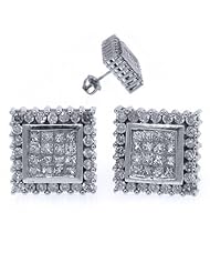 1 Carat Princess Invisible Diamond Stud Earrings