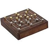 Handmade Brass and Wood Nine Mens Morris Board Game - Travel Game Gifts for Teens and Adults