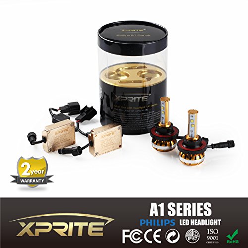 Xprite A1 Series H13 (9008) Philips Luxeon LED Headlight Bulbs w/ Quartz Glass 3K (Amber) 6K (White) 10K (Ice Blue) Temperature Tubes Kit – 120w 12000Lm