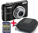 eHome Bundle: Nikon L23 black Digital Camera +4GB + Hard Case (Nikon Coolpix 10MP 5x Optical Zoom 2.7" LCD)