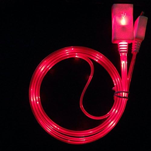 USB Hotsync Charging Cable with LED Light Glow for Latest Apple iPhone Devices - Red