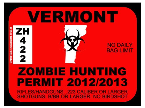 Vermont Zombie Hunting Permit 2012 (Bumper Sticker)