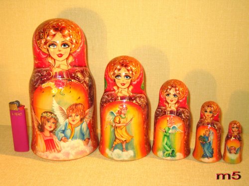 Childrens Toyshop  Toys : Russian Nesting Nested Stacking Doll Angels 5 Pcs #m5
