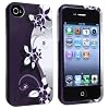 eForCity Compatible with Snap-on Rubber Coated Case with Apple� iPhone� 4 / 4S , White / Purple Flower