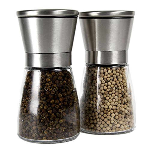 Stainless steel salt and pepper grinder set /brushed stainless st…