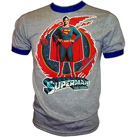 Vintage 1978 Christopher Reeve DC Comics Superman The Movie Title Glitter Iron-On T-Shirt