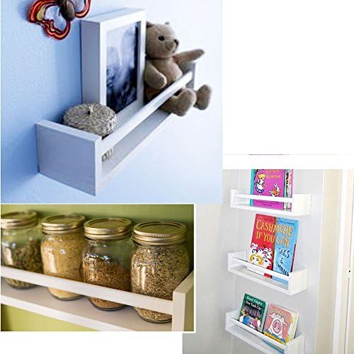 Set of 2 White Multi-purpose Wood Shelf Nursery Room, Kitchen Spice Rack, Bathroom Shelf