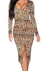 Polyester/Spandex Leopard Print Cocktail Elbow Length Sleeves Party Dress/Midi Dress 
