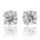 Certified 18k White or Yellow Gold 4-Prong Round Natural Diamond Stud Earrings (G, SI1, 1.00 cttw)