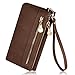 Leiwo Women's Matte PU Leather Double Zipper Coin Purse Card Holder Wallet