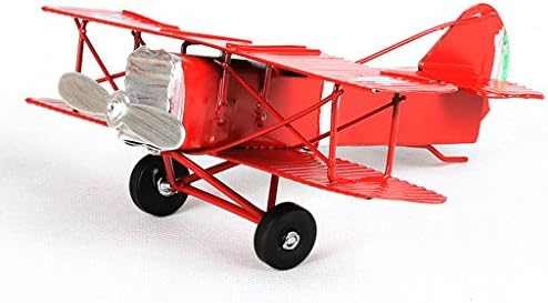 TwinkleArt Hand-Painted Vintage Tin Airplane Model Metal Biplane Craft Gifts
