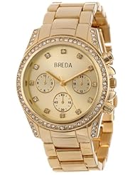 Breda Womens 2358-gold Khloe Mini Boyfriend Rhinestone Metal Runway Watch