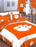 Clemson Tigers Bed in a Bag (Comforter/Sheet Set) w/2 sided Rotary Print NCAA