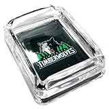 Picture Minnesota Timberwolves Glass Ashtray - Dimensions 3 Inch x 4 Inch - Simulated Black Velvet Botton