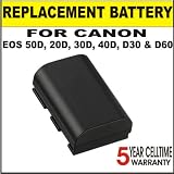Rechargeable High Capacity Lithium Replacement Battery for Canon BP-511A 7.4V 1900 mAH, Fits EOS 50D, EOS 20D, EOS 30D, EOS 40D, EOS D30, EOS D60 + 3 Year Celltime Warranty