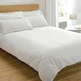 Microfibre Satin Stripe Duvet Cover Set, White, Double