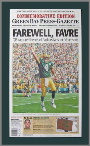 Green Bay Packers - Farewell Favre - Brett - Retirement - Wood Mounted Newspaper Print