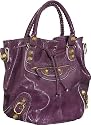 Large Patent ''3D Studs'' Cross Body Tote - Purple