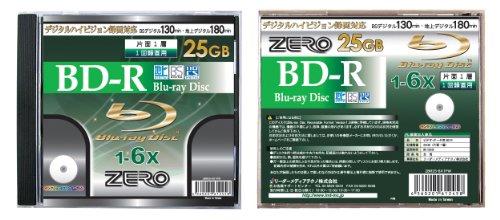 ZERO Blu ray25GB一回録画用 ノーマルプリンタブル1 6倍速スリムケース1枚入り ZBR25 6X1PW