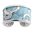 Blue Genuine Leather Sterling Silver & CZ Ring Sizes: 5-9