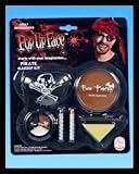 Halloween Pirate 7 Piece Make Up Kit Set - Eye Patch - Face Crayon - Applicator - Spong. Complete Pirate Makeup Kit.