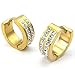 KONOV Mens Cubic Zirconia Stainless Steel Stud Huggie Hoop Earrings Set, Gold