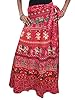 Beach Wrap Skirt- Red Ethnic Printed Indi Designer Long Maxi Wrap Dress
