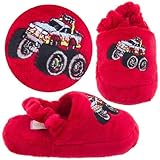 Red Monster Truck Toddler Slippers for Boys