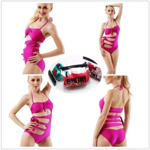 Fun Daisy Hot Pink One Piece Sexy Style Women Padded Bikini Set (VS012) (S)