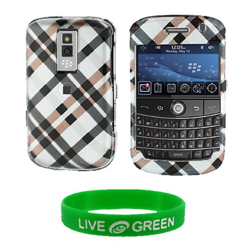 Black Plaid Design Snap On Hard Case for RIM BlackBerry Bold 9000 Phone, AT&T