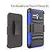 Circle Alcatel OneTouch Fierce XL Case, Combo Rugged Shell Cover Holster with Built-in Kickstand and Holster Locking Belt Clip (TM) Stylus Touch Screen Pen and Screen Protector - Blue