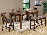 IMAGE OF Elegant Dark Wood Counter Height Table w/ 4 Pair Chair Set #AC 017905 017907