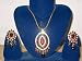 Fashion Jewelry-polki Oval Necklace Set Gold Plated with Emeralds and Rubies (Brand New) Free Shipping
