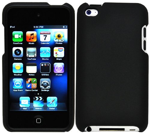 CrazyOnDigital iTouch 4 4G 4th & 5 5G 5th Generation Black Rubberized Plastic 2pc Case and Free Wristband