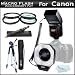 Vivitar Macro Ring Flash For Canon EOS T2i T3i T3 T1i XSi XS DSLR (18-55mm lens) Vivitar DF-586 Dedicated Macro Ring Flash + 58MM Macro Close Up Lens Kit Includes +1 +2 +4 +10 Filters + 57" Pro Tripod + Lens Pen Cleaner + MicroFiber Cleaning Cloth