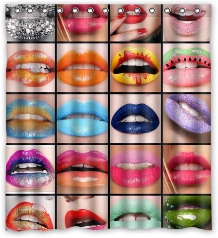 Lips Colourful Charming Lips Waterproof Bathroom Custom Shower Curtain 66"(w) x 72"(h) Inches(100% Polyester)