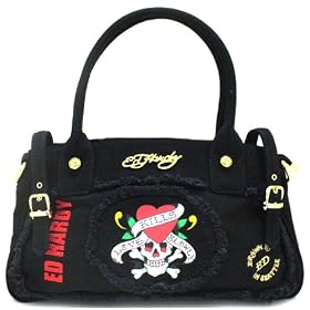Ed Hardy Francesca Large Black Satchel Handbag