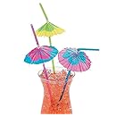 Fun Express Multicolor Tropical Umbrella Straws (Pack of 12)