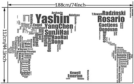 Famous Sports Stars World Map for Dining Room Home Décor Art Removable Wall Sticker 23'' X 35''inches--2pcs