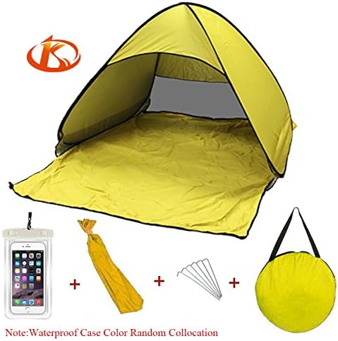 Kushina Automatic Pop Up Instant Portable Outdoors Quick Cabana Beach Tent Sun Shelter (Yellow)
