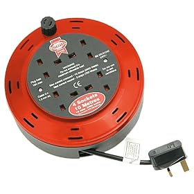 Faithfull - Cable Reel 10 metre, 10 Amp, 4 Socket - 240v