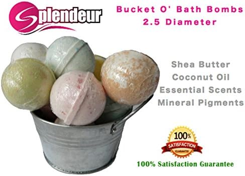 SPLENDEUR Bucket O'LUSCIOUS LOVE Bath Bombs (10) 2.5" Diameter-Pamper You or Gift (Mothers Day) -USA Handmade-Moisturize 100% NATURAL-SHEA Butter-Coconut Oil-Natural Fragrance+FREE Essential Oil Book!