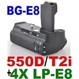Battery Grip BG-E8 for Canon EOS 550D / Rebel T2i SLR Digital Camera + 4x LP-E8 Lithium Ion Rechargeable Batteries